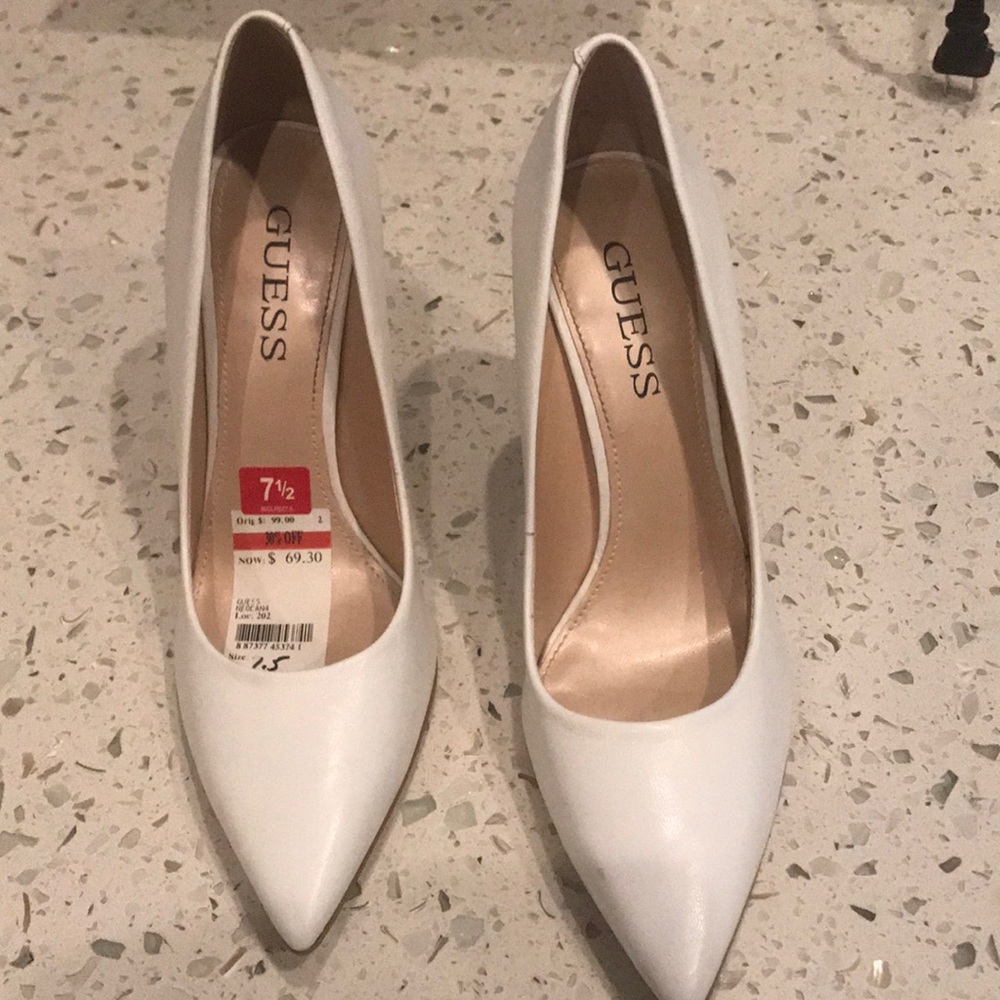 Guess white heels